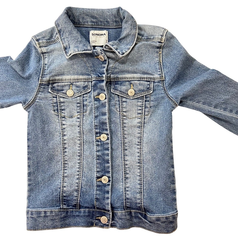 Sonoma Goods For Life Kids Blue Denim Jean Jacket Medium Wash Size 7 RN55356